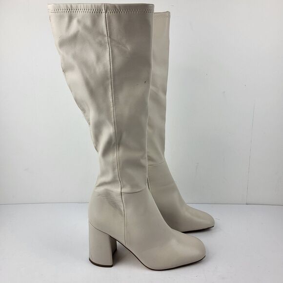 Steve Madden Lizah Boot Off White Faux Leather Knee High Block 10M - Picture 10 of 16